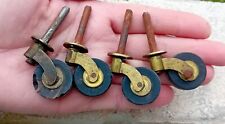 4 anciennes ROULETTES / ROUES / PIEDS de meubles  laiton, chaise, hauteur 2,8cm