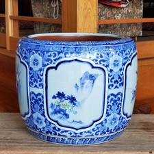 Vase bol braserier Hibachi traditionnel en céramique artisanale H13 pouces vi...