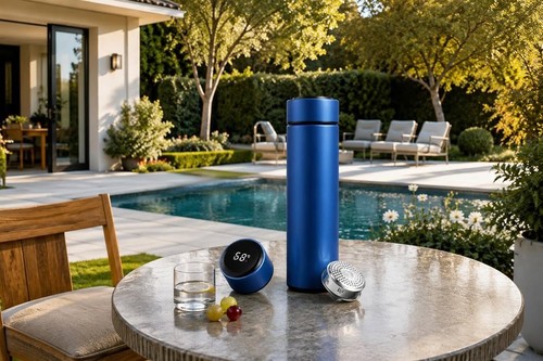 Gourde thermos bleu avec - ,