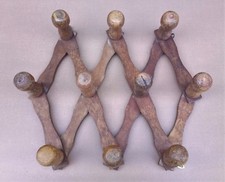 Ancien PORTE MANTEAUX accordéon BOIS 10 PATÈRES extensible coat rack wood #2