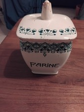 pot a farine blanc/bleu ancien signé longchamp 