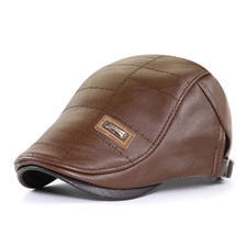 Chapeau Béret Cuir PU Rétro