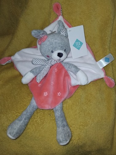 Doudou plat lapin - lapin, blanc