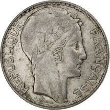 France, 20 Francs, Turin, 1933, Paris, Rameaux longs, Argent, TTB+, Gadoury:852