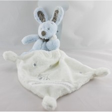 Doudou plat lapin bleu gris
