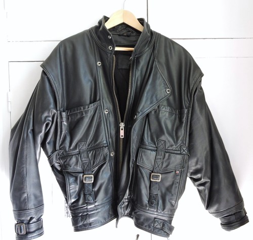 Vend blouson moto cuir - moto-, noir-