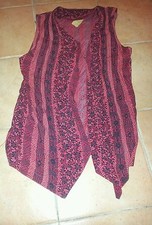 gilet long,  sans manches, taille 1, rouge et noir