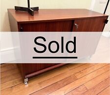 Enfilade KNOLL Palissandre, poignées cuir, métal chromé, Vintage original