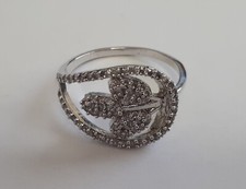 MYA Bague Argenté avec strasse blanc Taille 57 motif feuille bijoux femme /EBPL