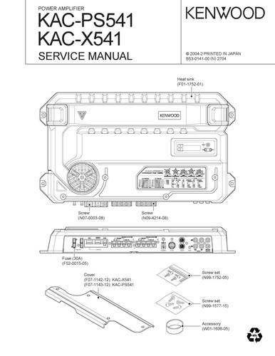 Service manuel instructions - manuel, d'instructions