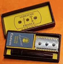 Barbier - ancien Rasoir LERESCHE lame CADUM dans son boîtier - Complet