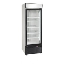 Vitrine ventilée négative 412 Litres, 1 porte vitrée battante, blanche, noire, a