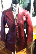 Veste  femme classe rouge Bordeaux cuir croute  " Redskins" T 38 comme neuf