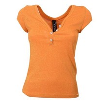 MDM Mademoiselle Du Monde T-Shirt Femme Lurex Modèle PAPAYA 4955 Couleur Orange