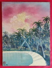Huile sur toile Paysage Bord
