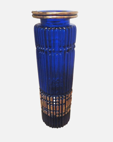 Vase verre bleu cobalt - vase, doré