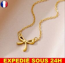 ✅ Collier Noeud Mode Strass Femme Bijoux Idée Cadeau Acier Inoxydable Doré