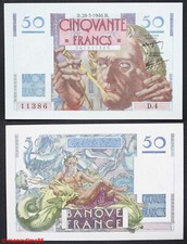 Billet  50 Francs LE VERRIER du 28-3-1946 en NEUF Pédigrée collection L Pernoud