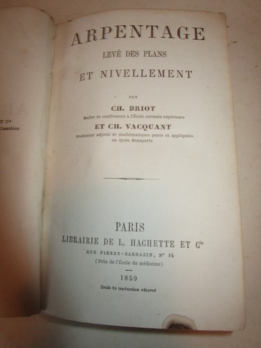 Livre ancien arpentage levée - ancien,