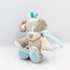 Doudou musical chien gris bleu