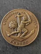 MEDAILLE DE TABLE BRONZE FIA CHASSEUR DE MINES PERSEE 73mm 167g / MILITARIA 