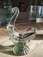 Coupe à fruits en verre en forme de cygne. Comme Neuve