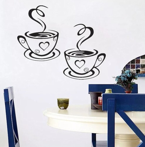 Autocollant mural café tasse - mural,