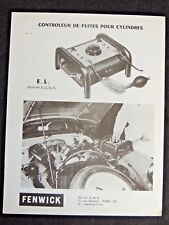Document publicitaire FENWICK outillage fuite cylindres moteur 2cv voiture 1960