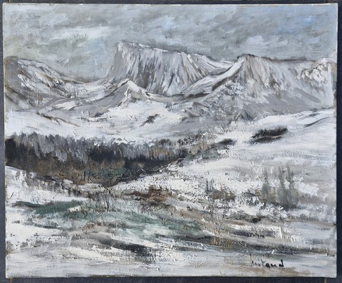 Huile sur toile montagne - huile, de