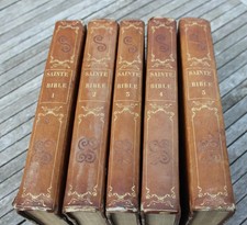 DE GENOUDE LA SAINTE BIBLE Illustrée PARIS 1838 5 Volumes