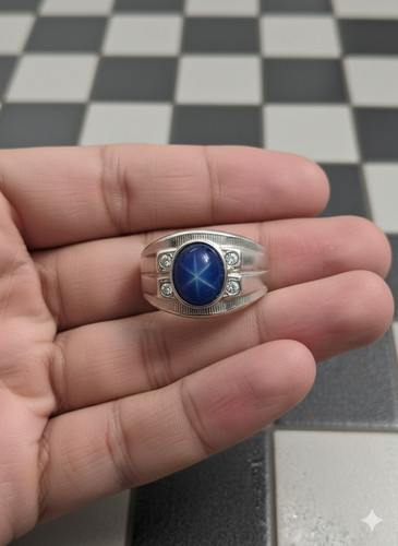 Bague saphir étoile bleue - , en