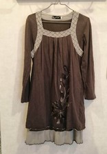 Tunique marron coton 1 défaut sur 1 manche T36 Acb (1809002)