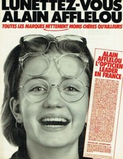 Publicité Advertising 1120 1984  Opticien Alain Afflelou  lunettes moins chères