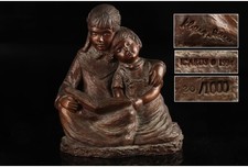 Statue sculpture fille liseuse en bronze H9 pouces 1994 artisanat Japon ancien