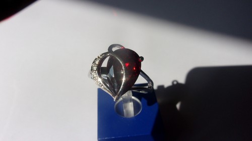 Bague plaqué blanc grenat - bague,