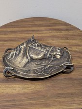 Vide-poche vintage en forme de Tête de Cheval en Laiton Doré 14 x 11 cm