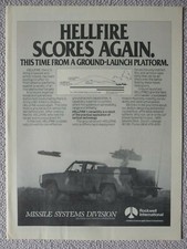 8/1983 PUB ROCKWELL MISSILE SYSTEMS HELLFIRE ANTI TANK US ARMY ORIGINAL AD