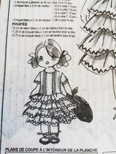 T7 PATRON POUPEE  MODES & TRAVAUX ROBE A VOLANT ET SAC JUILLET  2006