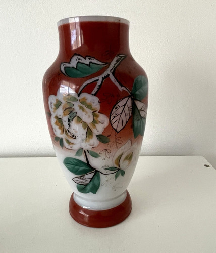 Vase opaline décor peint - vase, en