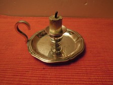 Briquet de Table Bougeoir métal Argenté  essence Vintage