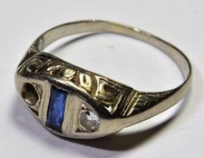 Ancien 18k or Blanc Sz 5 Bague