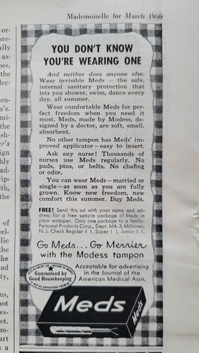 1950 modess meds tampons - modess, you