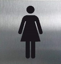 Lot 2 Plaques Alu Brossé Toilettes wc Femmes 120 x 120 mm adhésives *Neuves*