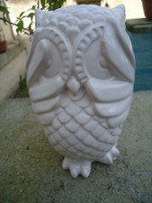 Tirelire Chouette Hibou en céramique blanche de 18 cm