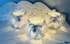 Lot 3 Photophores « Dentelle », style ancien , blanc, vintage, Shabby