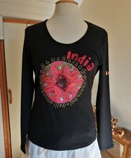 HAUT TEE-SHIRT noir broderie perles MULTIPLES Taille 4 ou 42-44