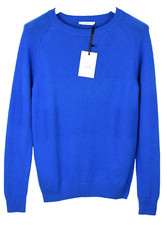 ZAPA Pull Homme En Laine Mélangée Tricoté Rayé Bleu Col Rond Taille M