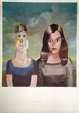 Steinberg Saul estampe signée sur vélin art New Yorker  calligraphie personnelle