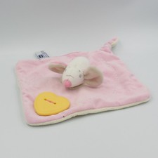 Doudou plat souris rose coeur