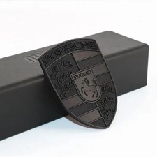PORSCHE Emblème Capot NOIR / Hood Emblem Badge Logo 911 CAYENNE BOXSTER CAYMAN